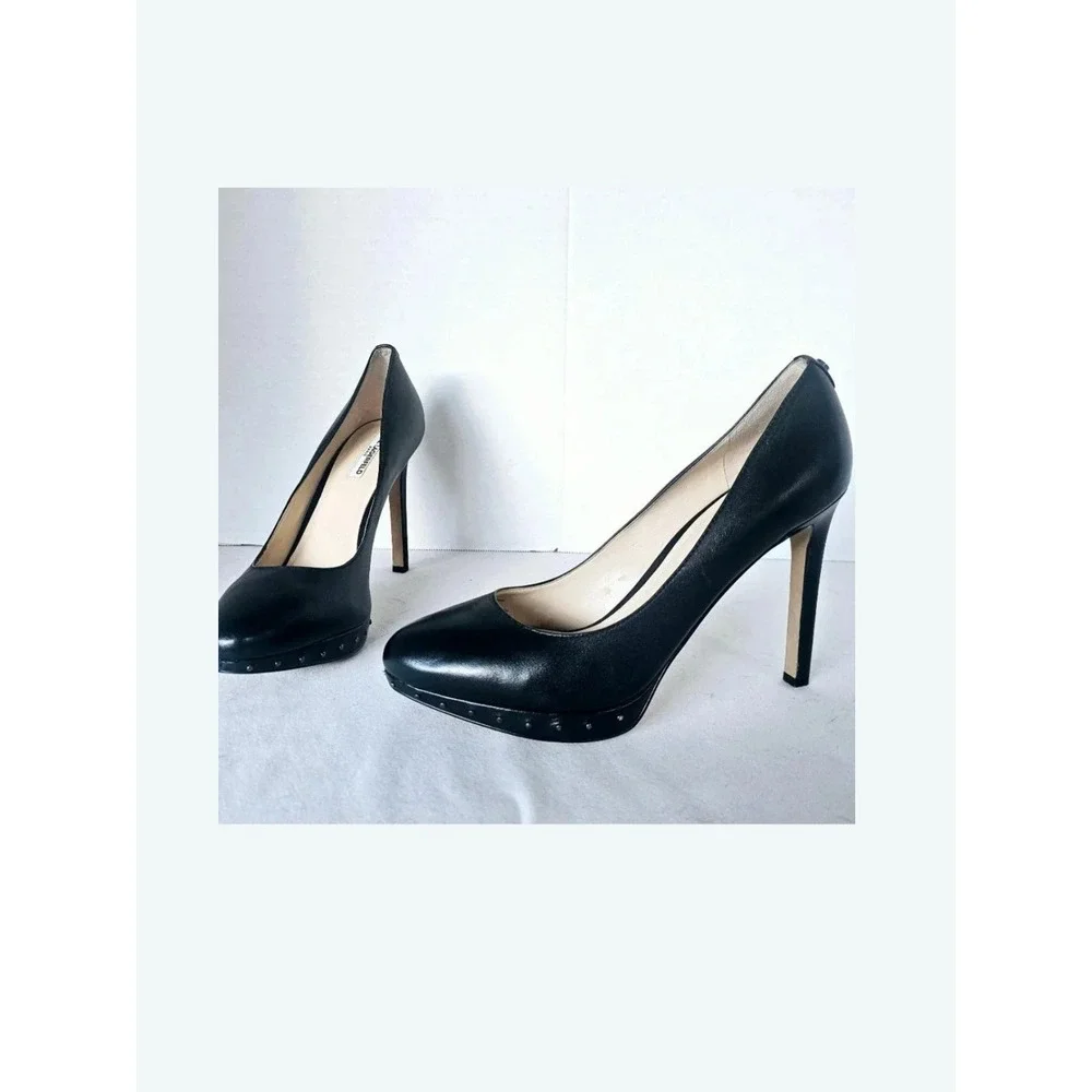Karl Lagerfeld‎ Stiletto Heels Black Leather Platform Designer Pumps Womens 8.5